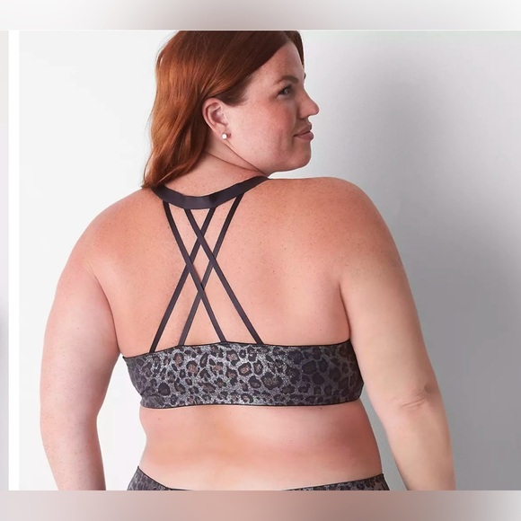 LANE BRYANT CACIQUE 42C Smooth Boost Plunge Racerback Bra Animal sparkle Print - Picture 7 of 7